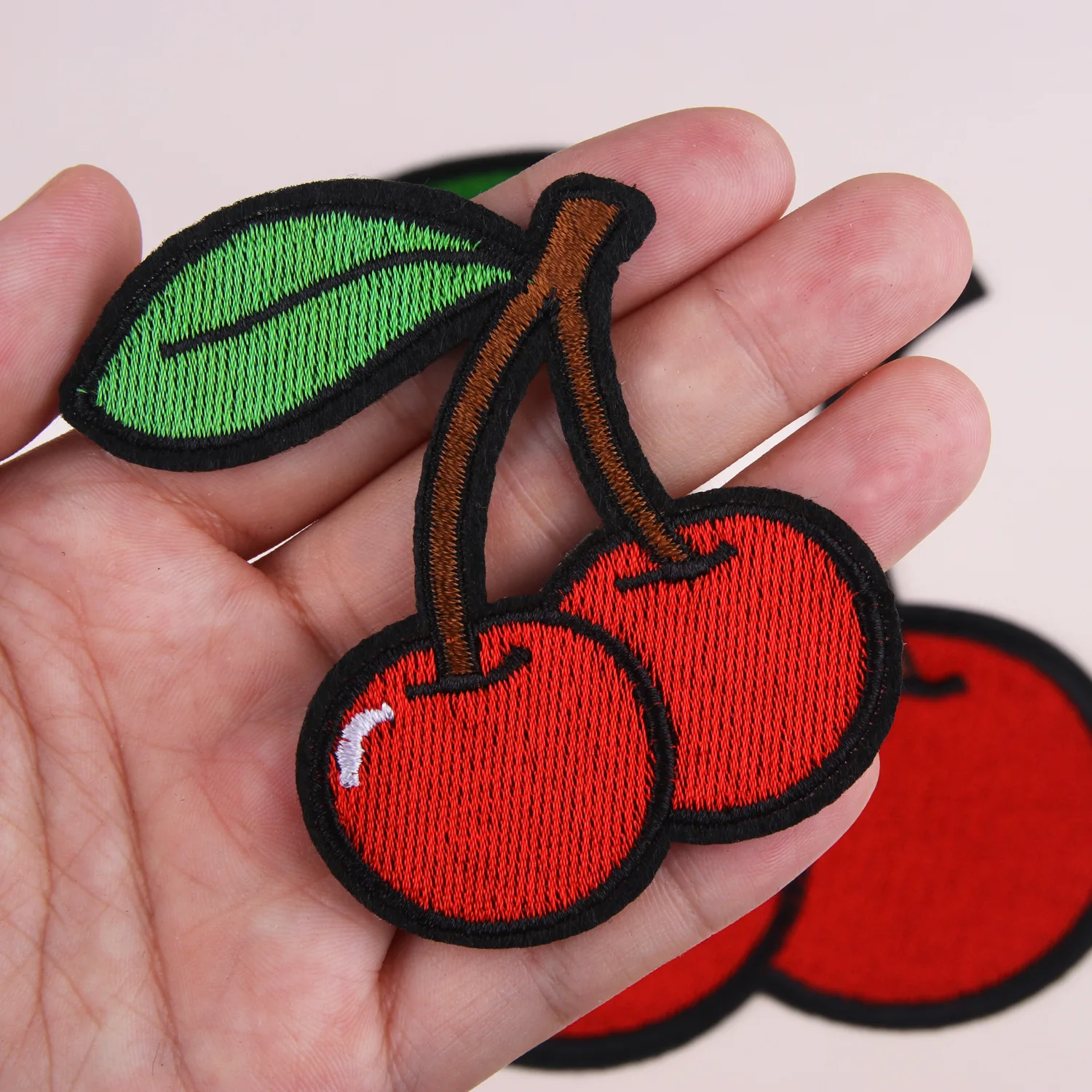 Cartoon Summer Fruit Embroidery Ironing Cloth Sticker Size Cherry Red Dress Hat Hot Patch Paper