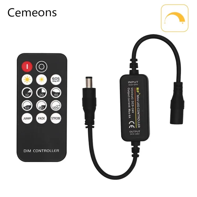 Mini ściemniacz LED DC5-24V 6A Bezprzewodowy kontroler RF Przełącznik 14-klawiszowy pilot zdalnego sterowania Jednokolorowy 3528 5050 2835 COB LED Strip Light