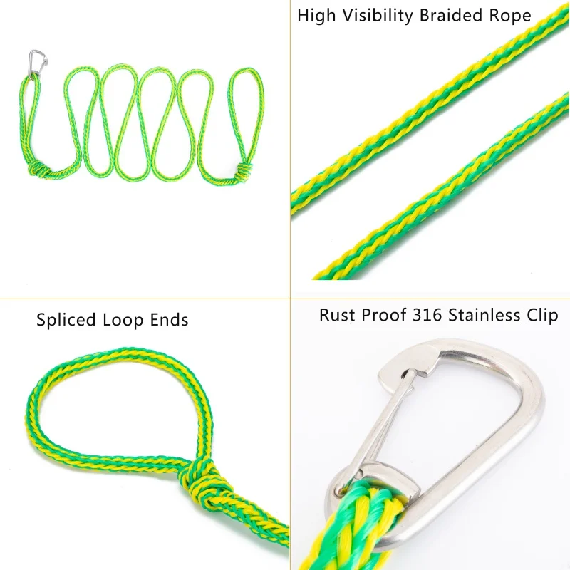 Dock Lines Heavy Duty Braided Line Marine Rope Bumper Boat Mooring Line Spliced Eye Marine Docking Rope Accessories