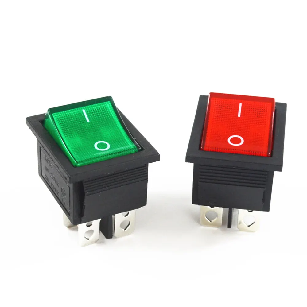 Latching Rocker Switch Power Switch I/O 4 Pins with Light 16A 250VAC 20A 125VAC KCD4