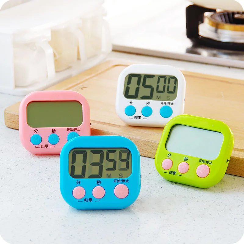 Boiling Eggs, Regular Timer, Homework, Learning Countdown, Kitchen Reminder, Mute LED LCD Display, Pink, White, Green and Blue