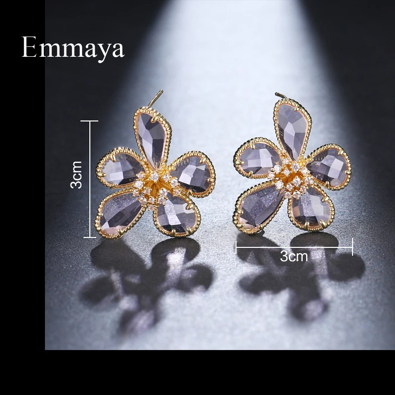 Emmaya Female Fashion Flower Modelling Earring With Cubic Zircon Muliticolor Choice Elegant Jewelry In Wedding Party