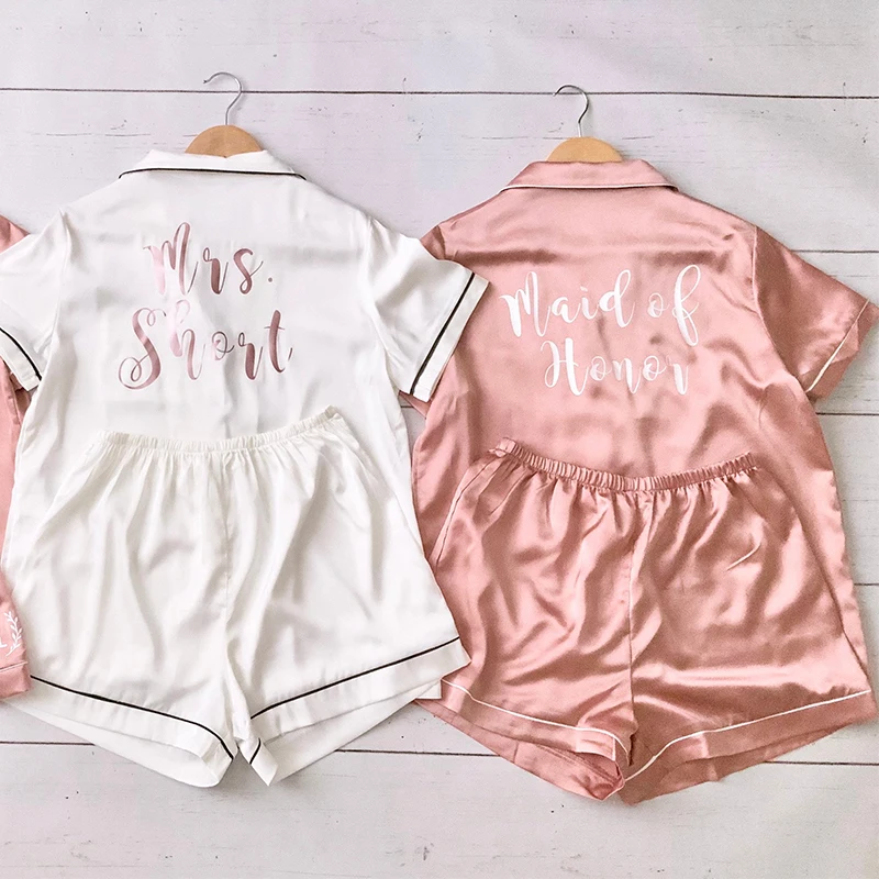 Personalized Pajamas Set Bridesmaid Pajamas Short Set Bride Squad  Bride Tribe Bridesmaid Proposal Gifts Hen Party Gift