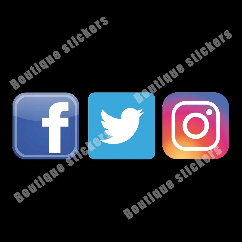 

4X Social Media Icons Stickers Decals-Facebook, Instagram, Twitter-shops, Trucks, Cars, Practical Stickers Waterproof