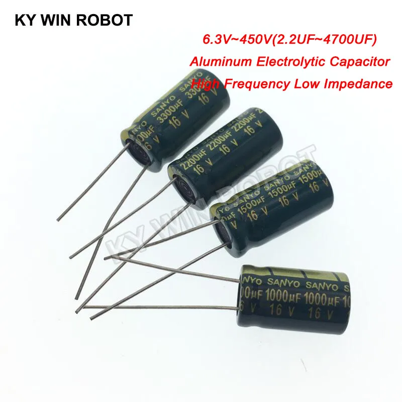 10V 16V 25V 35V 50V 400V High Frequency Low ESR Aluminum Capacitor 100UF 220UF 330UF 470UF 680UF 1000UF 1500UF 2200UF 3300UF