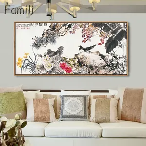 لوحات صينية قماش المناظر الطبيعية ، القيقب الأحمر والقارب ، ديكور المنزل خمر ، فن الجدار ، صور غرفة المعيشة أفضل 10 مبيعات إطارات صينية - رقم 10