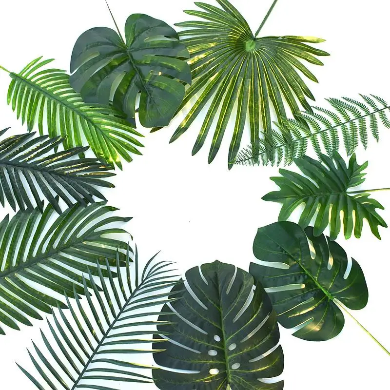 

5pcs Artificial Monstera Artificial Plants Turtle Leaves Tropical Palm Leaves Summer Jungle Theme for Home Hawaii Wedding Decor