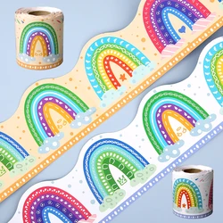 Rainbow Bulletin Board  Border 16m Paper Two Sided Border Trim for Classroom Decoration School Family Party