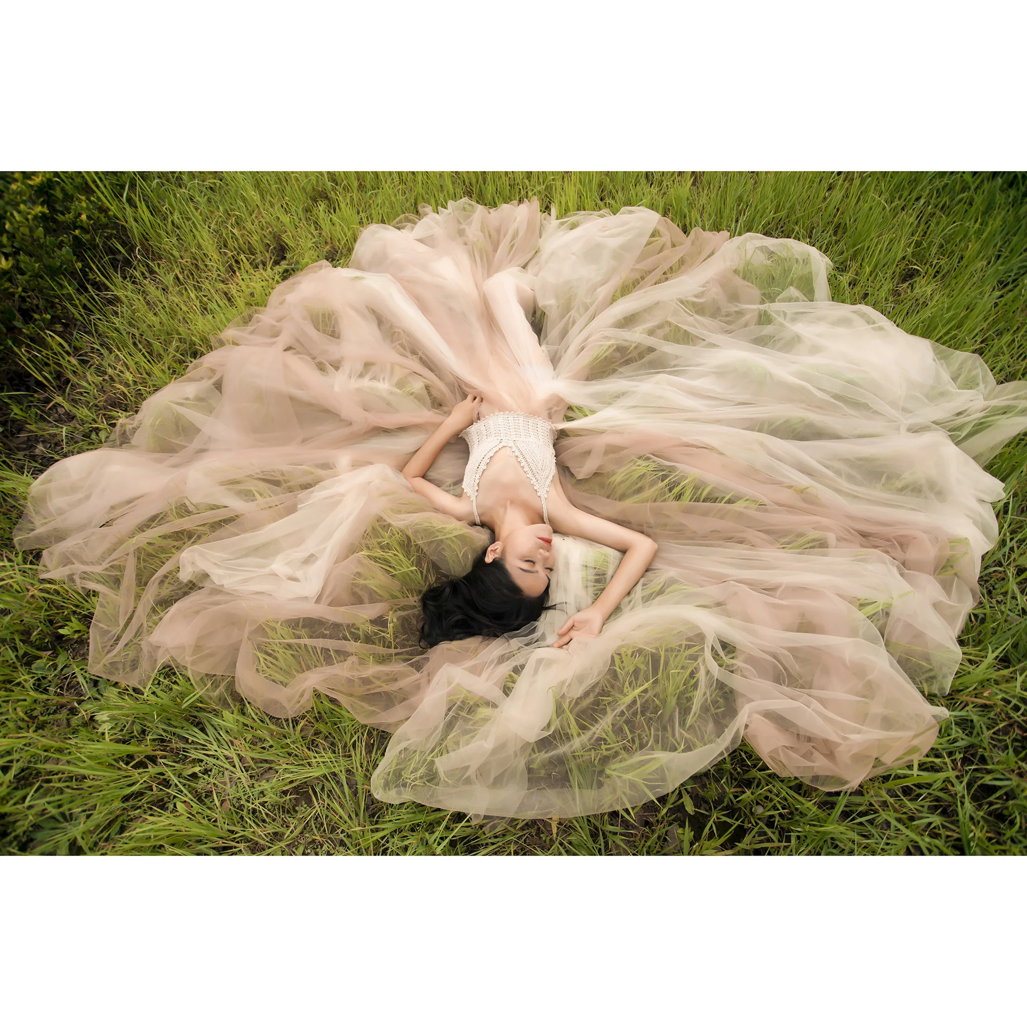 Don&Judy Sexy V Neck Backless Tulle Photoshoot Maternity Dresses Prom Bride Beach Birthday Party Wedding Robe Gown Photography