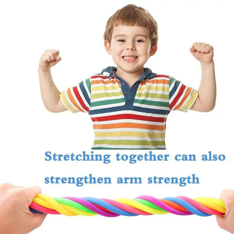 6Pcs Stretchy Noodle String Neon Kids Childrens Fidget Stress Relief Sensory Toy Decompression Elastic Rope Anti-Anxiety Toys