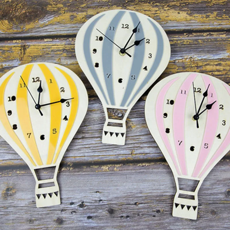 2Pieces/Lot Hot Air Balloon Clock Wall Decor Clocks Reloj Cartoon Silent Clock Wall Decoration Duvar Saati  декор дома 벽시계