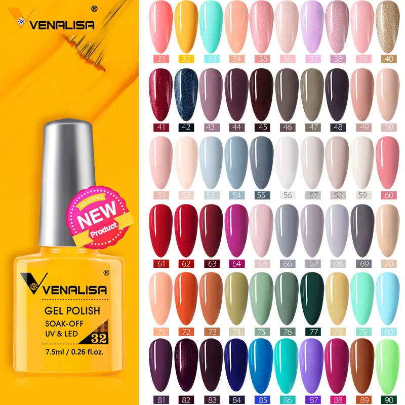 Venalisa – vernis à ongles en Gel, 60 couleurs, paillettes, pour Nail Art, manucure, couche de finition, émail, vernis Gel UV, 7.5ml