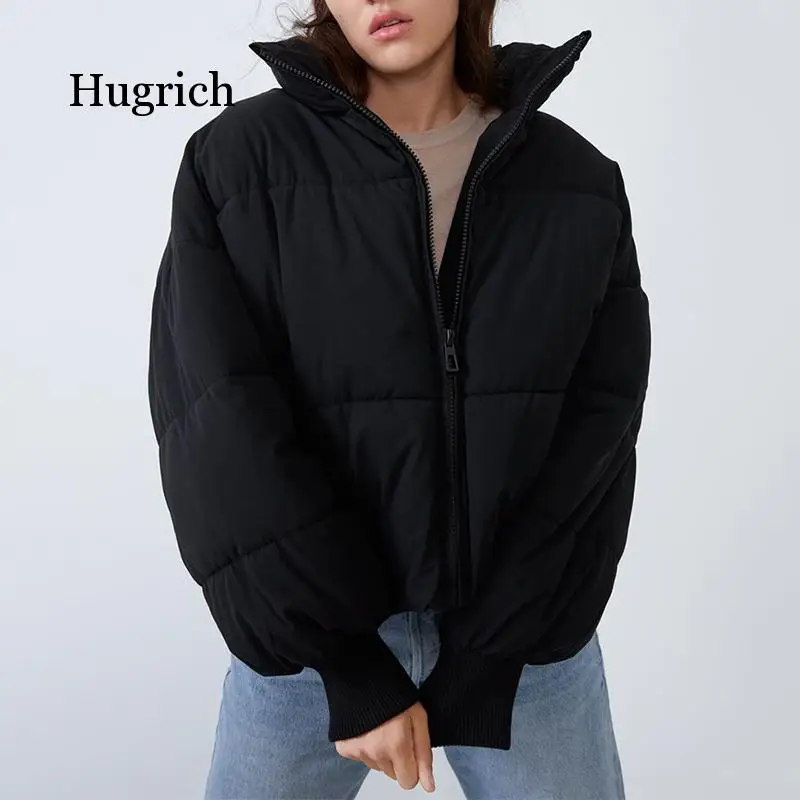 Fashion Stand Collar Parkas Women Thick Warm Winter Bubble Coats Female Khaki Jackets Pockets Zipper Simple Overcoats