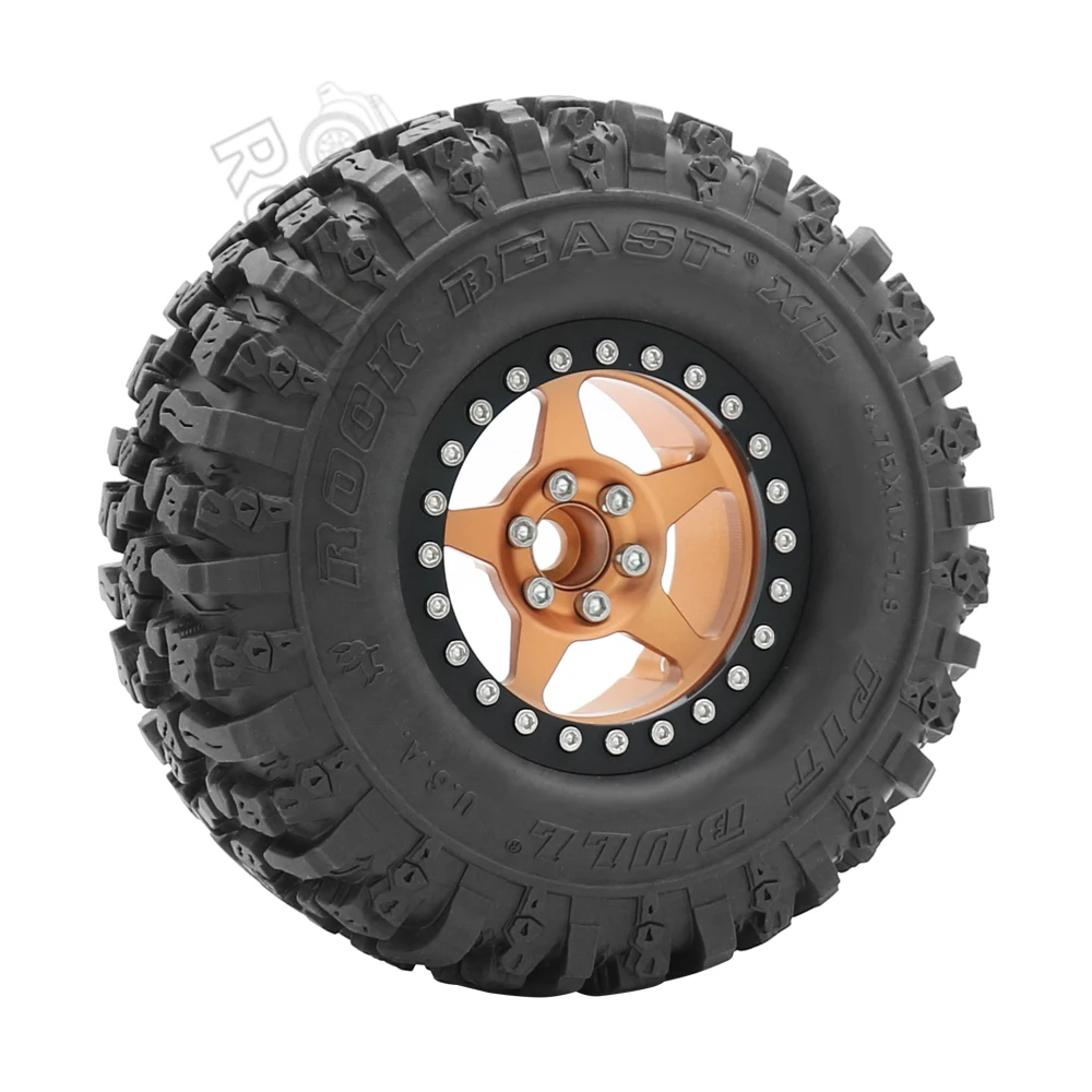 Metal 2.2 Inch Beadlock Wheels Rim Rubber Tyres for 1/10 1/8 RC Crawler  Axial SCX10 Capra 1.9 UTB RBX10 YK4082 TRX-4