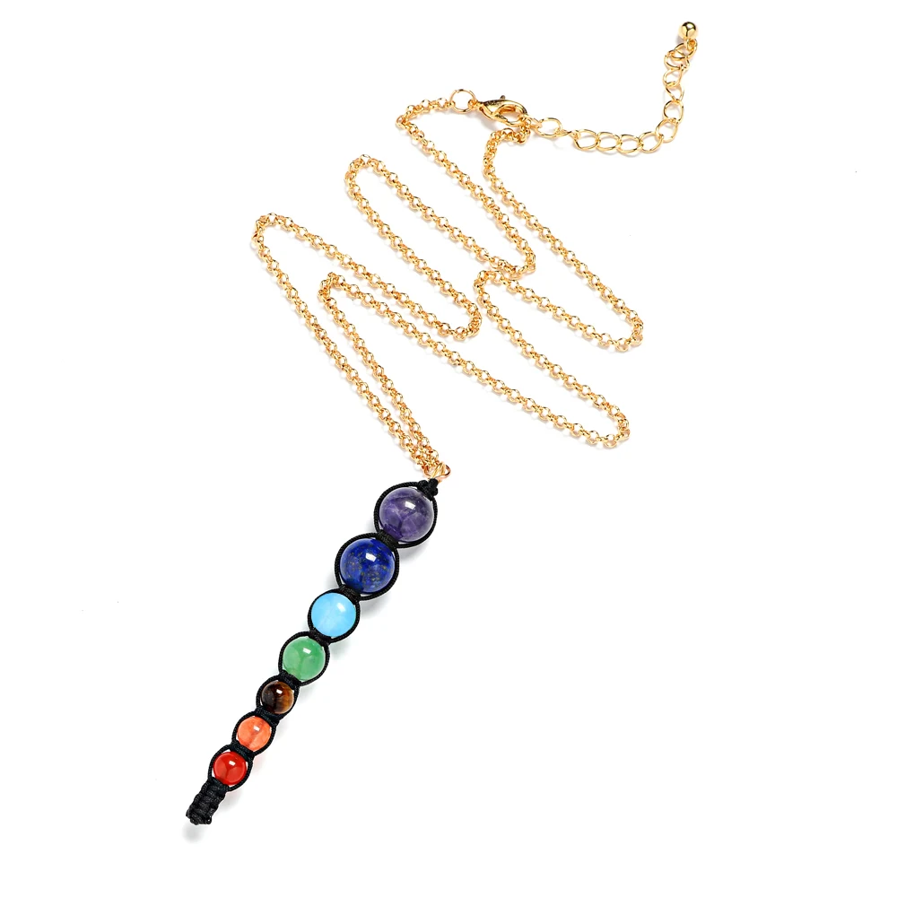 1PC New Multicolor Lava 7 Chakra Healing Balance Beads Necklace Women Reiki Spiritual Yoga Jewelry Pendant Necklace