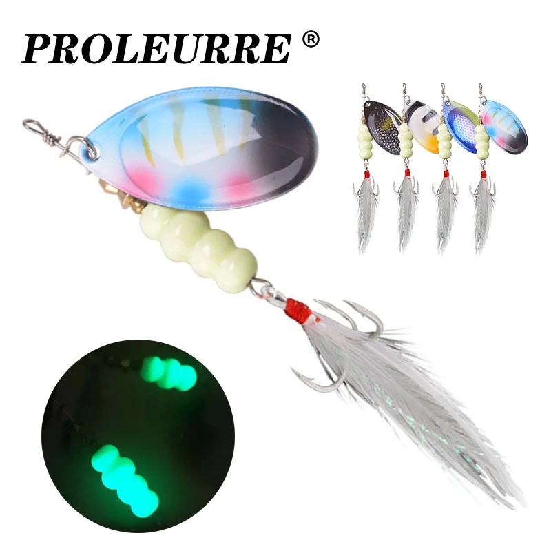 

1Pcs Spinner Spoon Luminous Metal Fishing Lure 9g 12g Sequins Spoon Artificial Baits Wobbler Rotating Bait with Treble Hooks