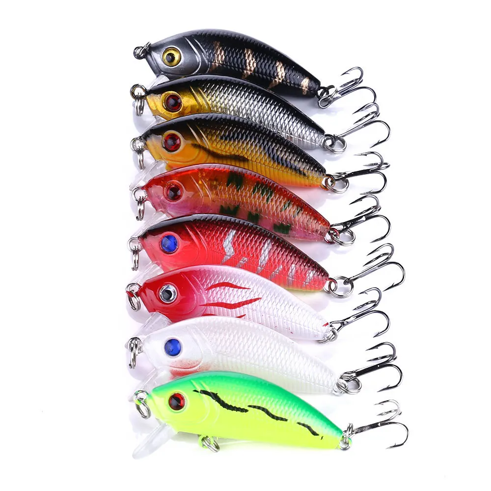 Seaknight Fishing Lure 8PCS  5CM/3.6G Crank Bait  Minnow Hard Bait Plastic Fish Crank baits   Artificial with VCM 3 Hook