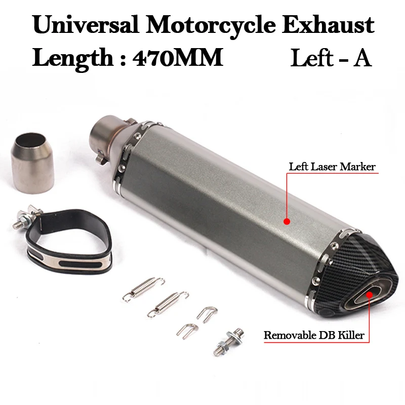 Universal 470MM Motorcycle Exhaust Pipe Scooter Motocross Muffler Modify Motorbike Escape DB Killer 51mm For MT03 MT07 R1 CBR400