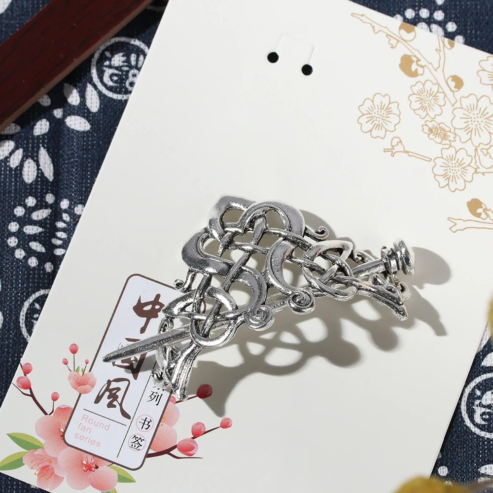 2021 New Women Girls Celtic Hairpins Silver Vintage Viking Hair Clips Hair Slide Hair Stick Barrette Knot Hair Accessories - Image 4