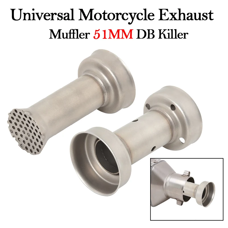 51MM Universal Motorcycle Exhaust Pipe Muffler Catalytic DB Killer Silent Pit Bike Escape Moto Silencer Noise Sound Eliminator