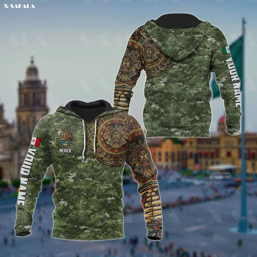 

MEXICO AZTEC CALENDAR CAMO Army Tattoo 3D Print Zipper Hoodie Man Female Pullover Sweatshirt Hooded Jacket Jersey Tracksuits