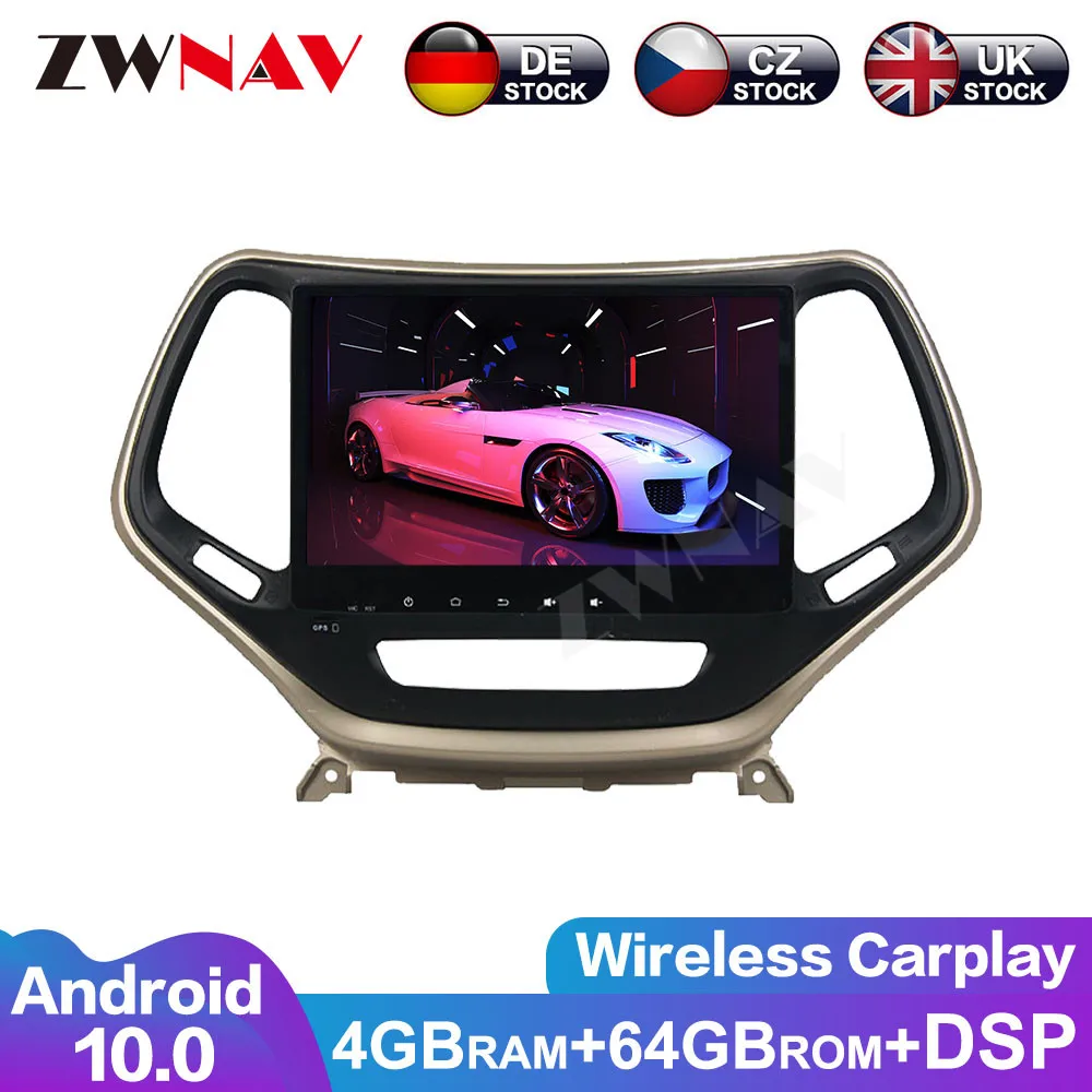 Android 10.0 8 Core With DSP For Jeep Cherokee 2016-2017 Car Radio Video Player Multimedia GPS Navigation Sedan No Dvd 2 Din