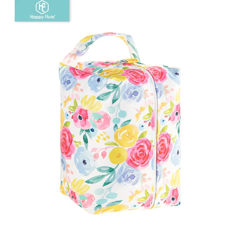 Happyflute-Bolsa de pañales impermeable, lavable, reutilizable, de tela para bebé, bolsos de mano, organizador para cochecito