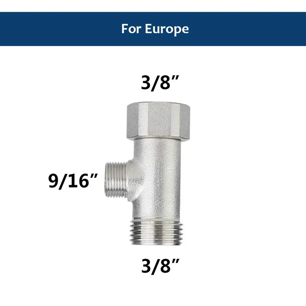 Conector adaptador de válvula en T de latón metálico para asiento de inodoro, accesorio de bidé, pulverizador, accesorios de fontanería para baño,