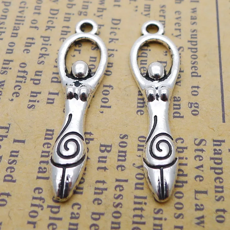 

10pcs/Lot 9x33mm Angel Goddess Alloy Charms Antique Silver Color Pendants for DIY Jewelry Making Charm