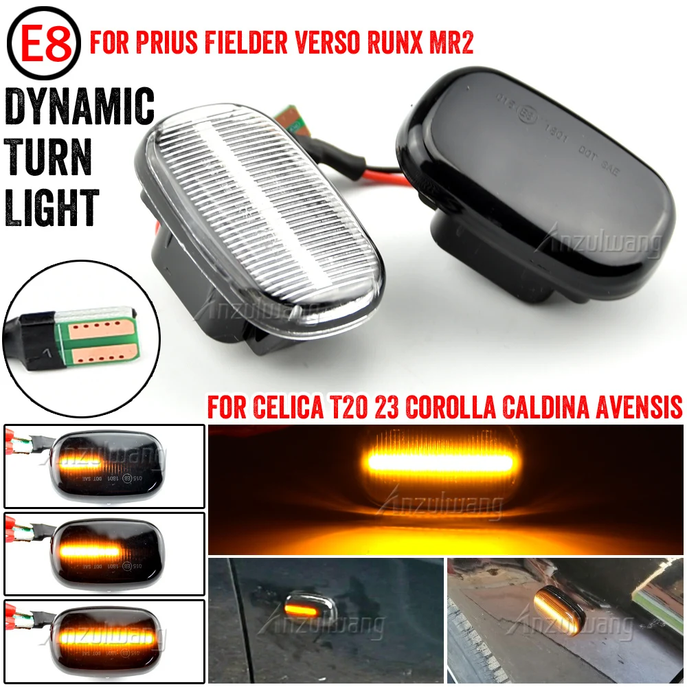 For Toyota Corolla Celica Caldina Camry Hilux Probox Fielder Avensis RAV4 Prius Runx Led Dynamic Side Marker Turn Signal Lights