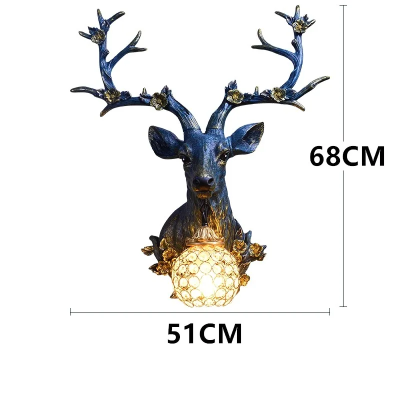 

Ancient Loft Resin Sika Deer Wall Lamp Modern Attic Aisle Living Room Bedroom Wall Sconce Light Home Decor Vanity Light