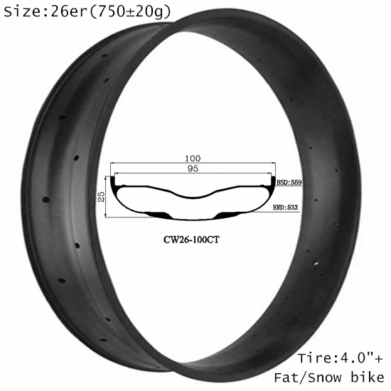 26Inch Fatbike Snow Bike Carbon Rim 100mm Wider Balance Design Cycl Disc Brake Hookless Clincher Tubeless Sand Ride XC Wheel Hot