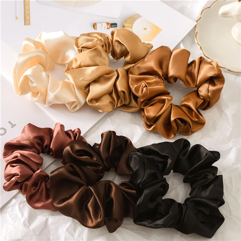 2019 Women Satin/Velvet Scrunchie Stretch Ponytail Holders Elastic Hairbands Solid Color Ladies Hair Ropes Hair ties Accessories