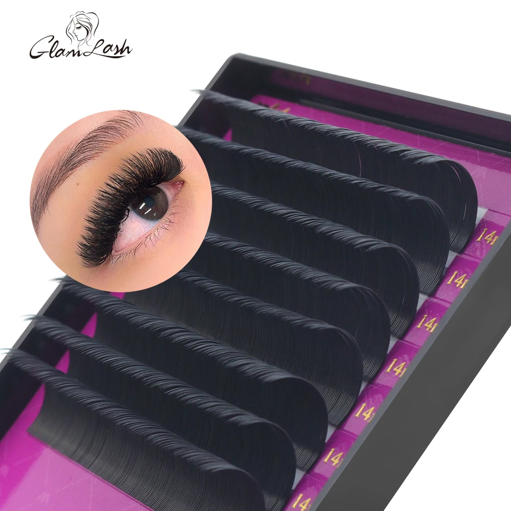 GLAMLASH Wholesale 16Rows BCCCD Curl Natural Mink Single Eyelash Extension Premium Individual Fake False Eye Lashes