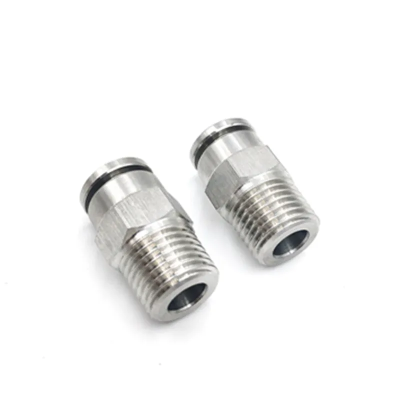 10pcs PC8 / 12 / 16mm 304 Stainless steel quick insert pneumatic pipe fitting PC thread straight air line hose connector