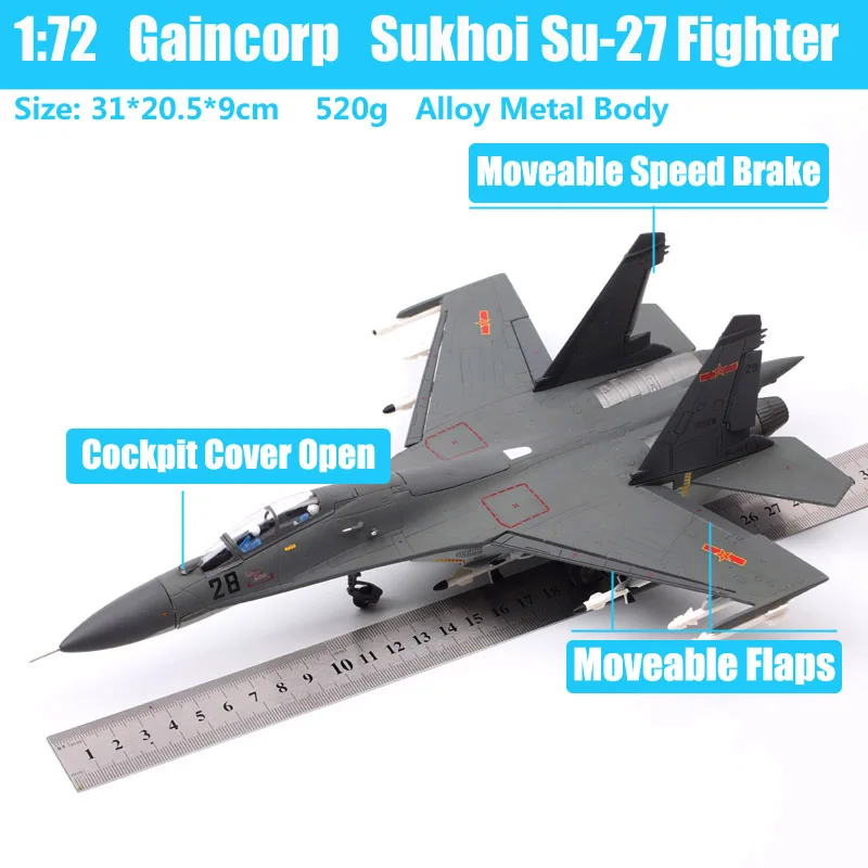 1:72 Gaincorp Sukhoi Su-27 fighter Flanker su27ub diecast metal chinese aircraft Military Vehicles Plane Model Toys collection