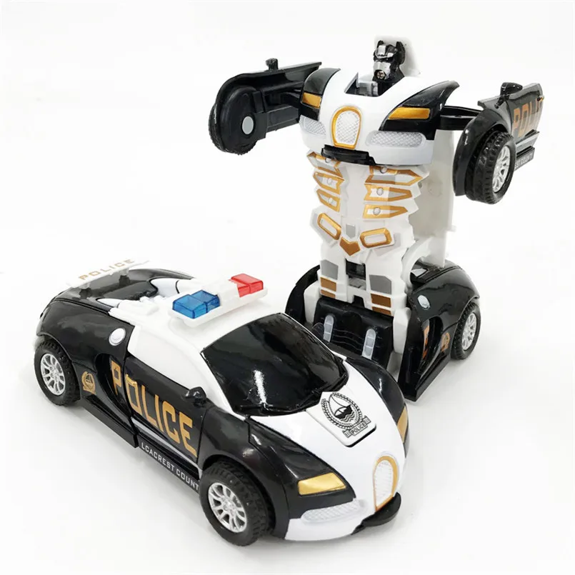 One-key Automatic Transform Robot Car Model Toy For Boys Children Plastic Funny Action Figures Deformation Vehicles Car Kid