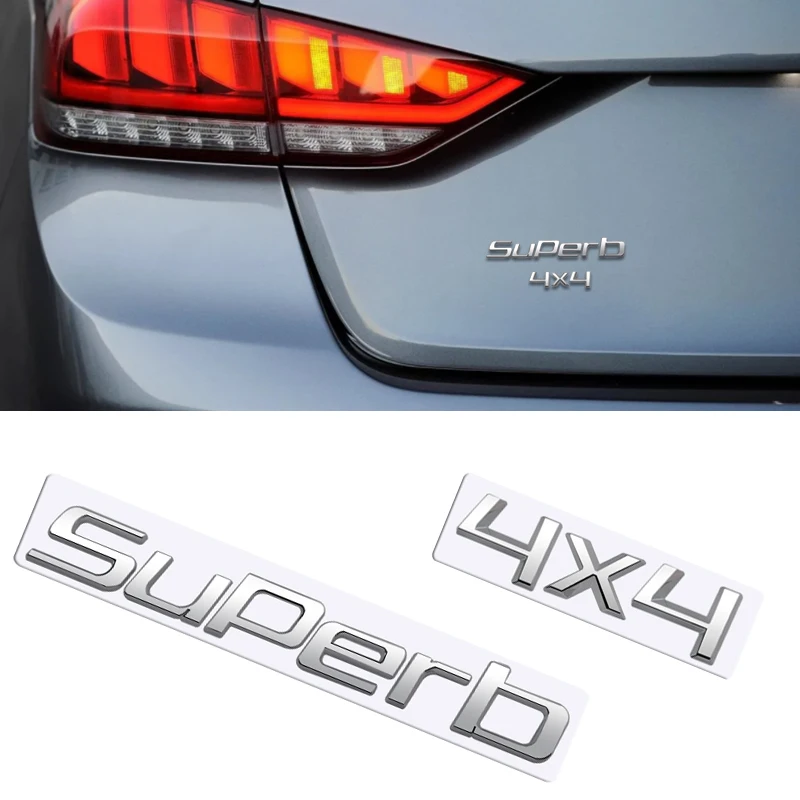 MetaL 3D Badge Logo Car Rear Trunk Body Sticker Letter Emblem For Skoda SUPERB 4X4 Accessories Glossy Black Matte black