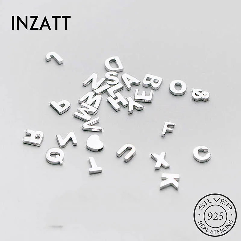 INZATT Real 925 Sterling Silver Letter Pendant Necklace For Fashion Women Hiphop Fine Jewelry Minimalist Wholesale Accessories