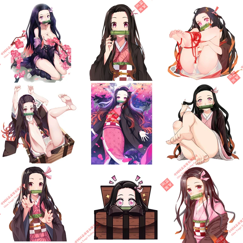 Japanese Sexy Anime Girl Stickers for Car Motorcycle Racing Helmets Demon Slayer Stickers Cartoon Anime Kamado Decals