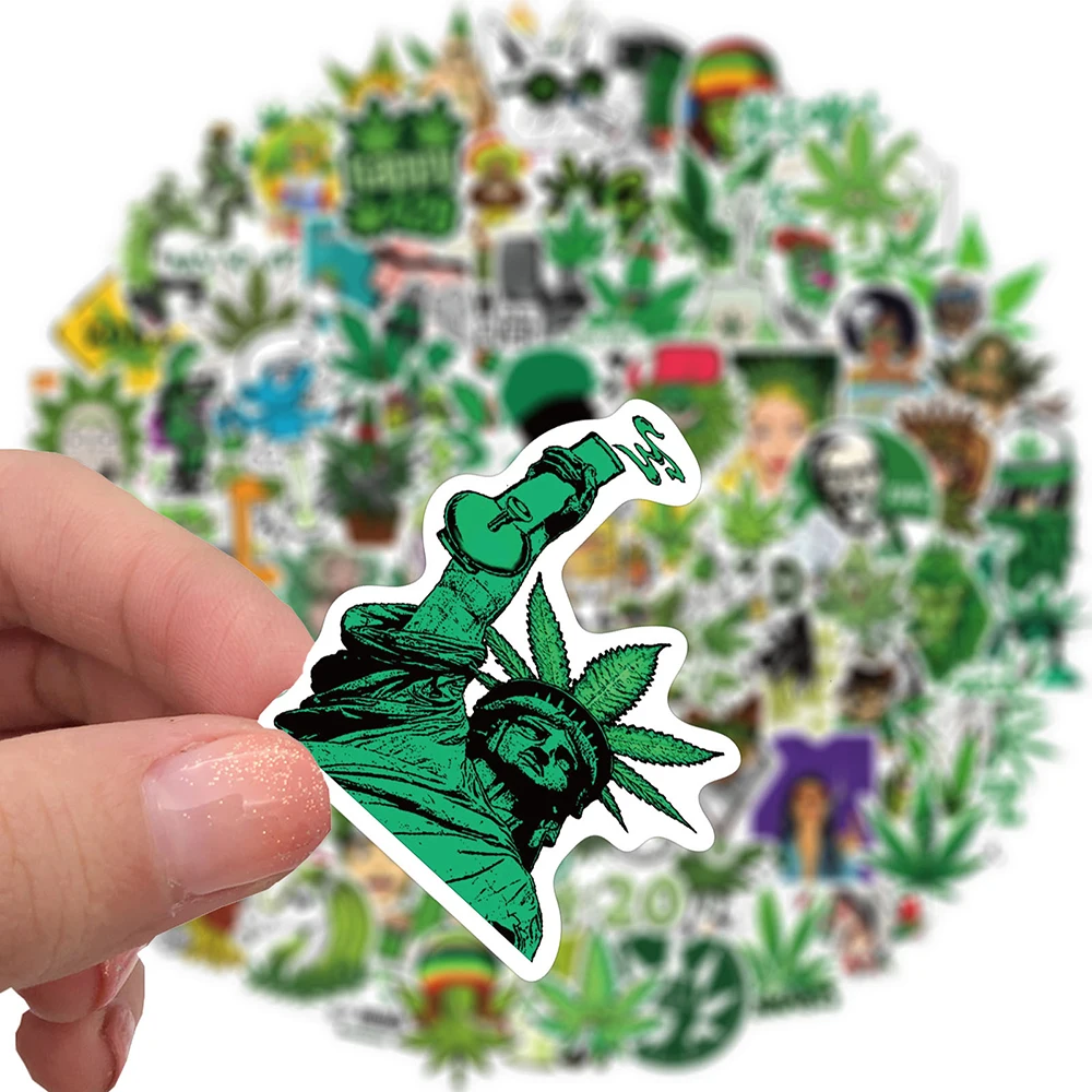 10/50/100PCS Weed Stickers Vinyl Marijuana Decals Funny Smoke Waterproof Aesthetic Stickers for Laptop Water Bottle Skateboard