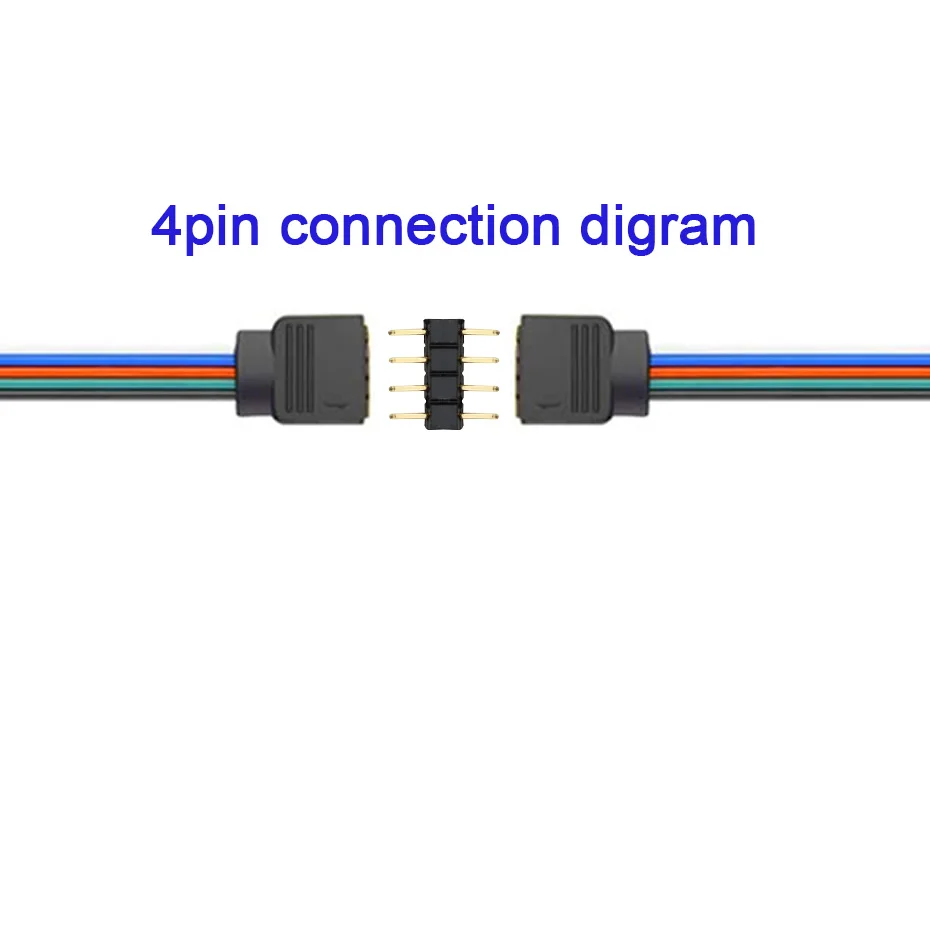 10Pcs/Lot 4Pin Needle Male Type Led Strip Connector Adapter Double 4 Pin Connector for 10mm Wide  5050 RGB Led Strip Light