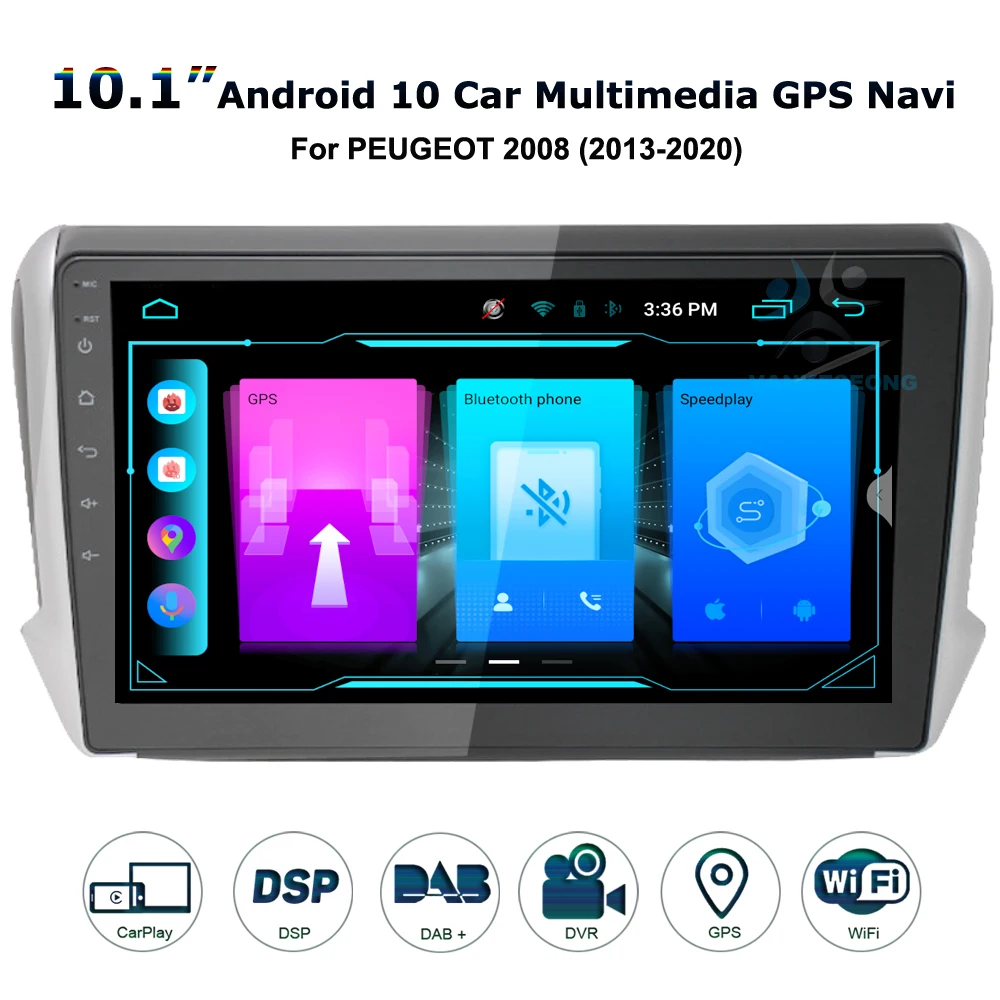 VANKESEONG CarPlay Android 10 Car Multimedia Player For Peugeot 2008 2013-2020 DAB+  Autoradio Radio Car Stereo GPS Sat Nav