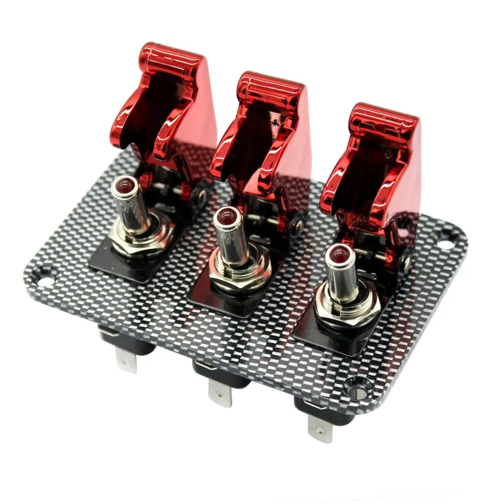 dolity Racing Car Boat RV 12V 20A Ignition Engine 3 Gang Rocker Toggle Switch Panel