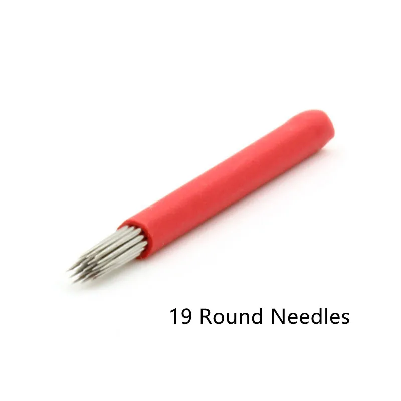 50 pcs Red 19 Bevel Round Needles Permanent Makeup Eyebrow Tattoo Microblading Needle 3D Eyebrow Embroidery 19 Fog Round Needle