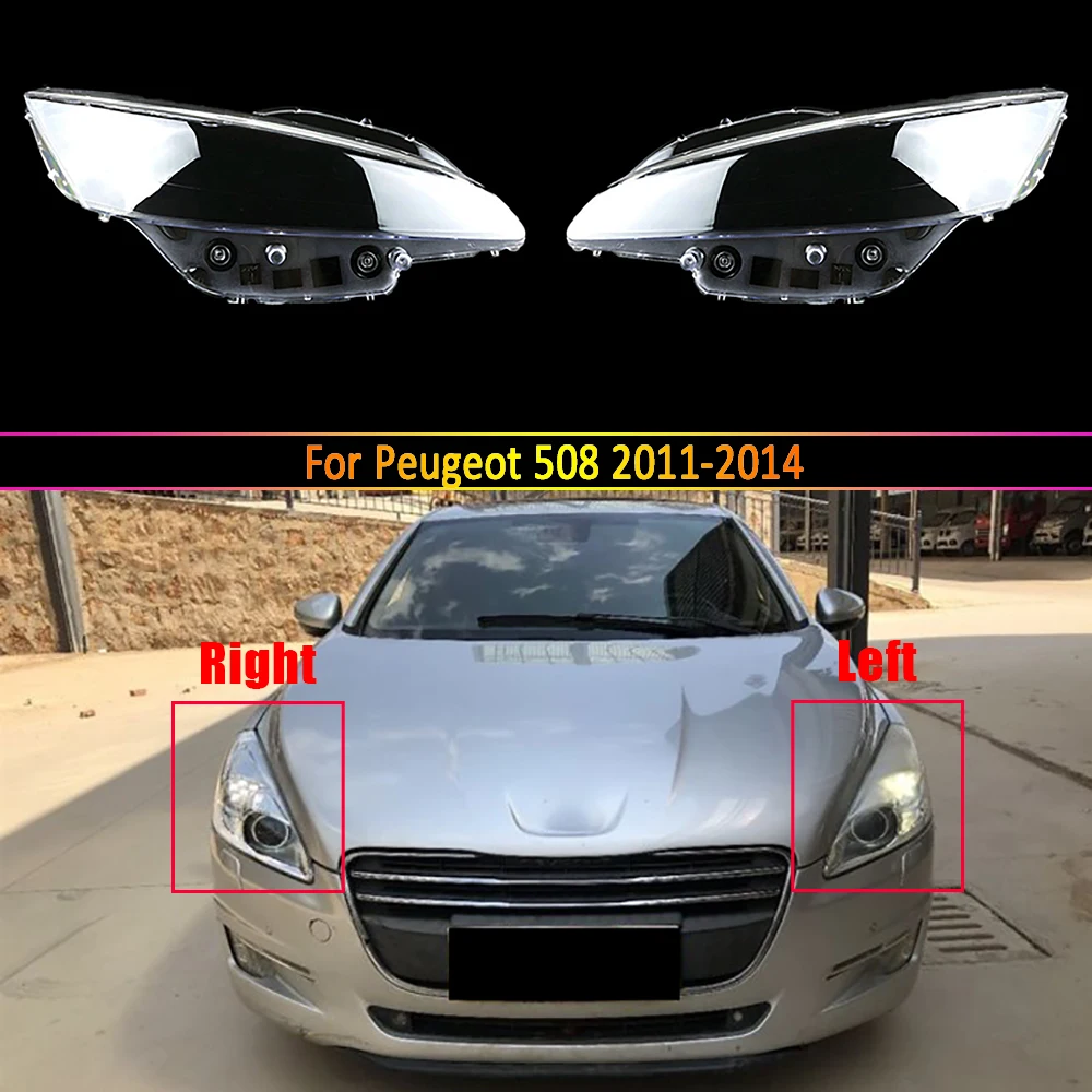 Car Headlamp Lens For Peugeot 508 2011 2012 2013 2014 Headlight Cover Auto Shell Lampshade Glass Lampcover Caps