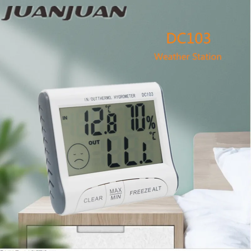 DC103 Weather Station Indoor Outdoor Temperature Humidity Meter Thermometer LCD Display Hygrometer Home 40% off