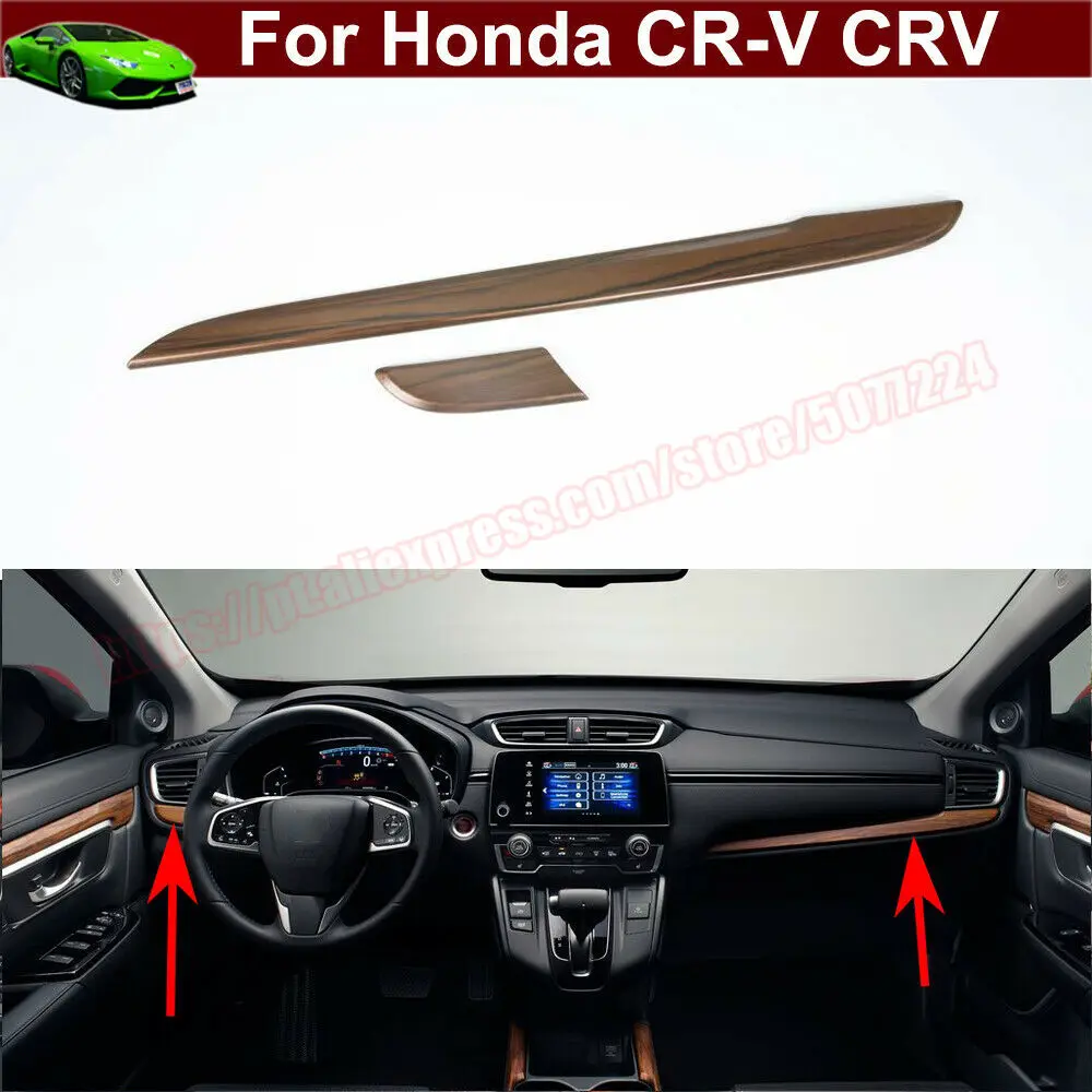 2pcs Peach Wood Grain Center Control Moulding Trim for Honda CRV CR-V 2017 2018 2019 2020 2021