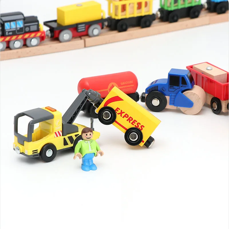 Wooden Train Track Accessories Wood Magnetic Train Helicopter Car Truck Toy For Wooden Track Set Biro Tracks