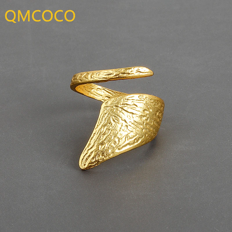 

QMCOCO Silver Color Hot Sale Retro Simple Geometric Adjustable Ring For Woman Bump Grain Simple Index Finger Jewelry Gifts